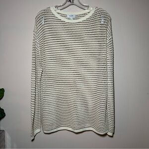 COS Cream Knit Fishnet Coverup Long Sleeve Tunic Sweater Size Small